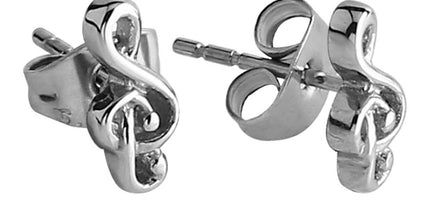 Pair of Surgical Steel Ear Studs Treble Clef