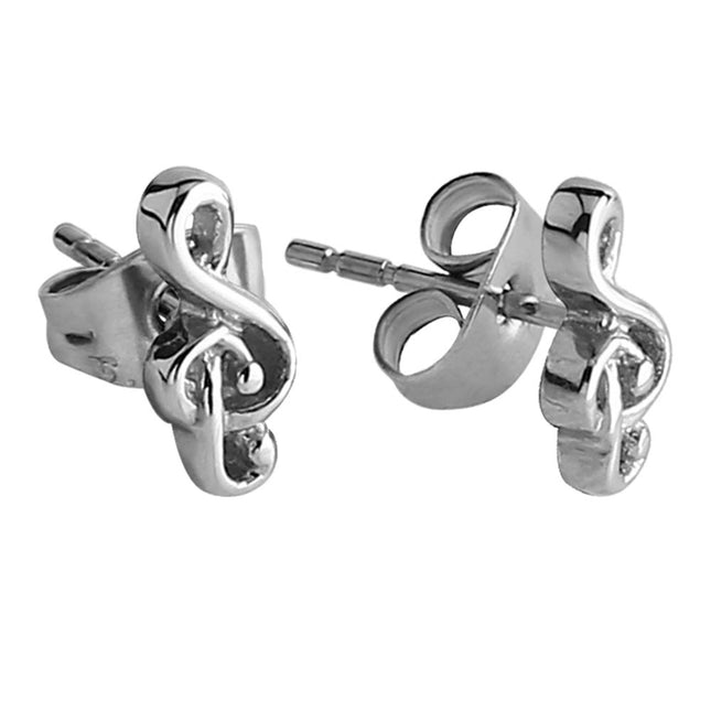 Pair of Surgical Steel Ear Studs Treble Clef