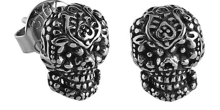 Pair of Surgical Steel Ear Studs Sugar Skull