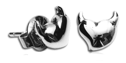 Pair of Surgical Steel Ear Studs Devil Heart
