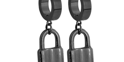 Pair of stainless steel huggie/hoop earrings with locks