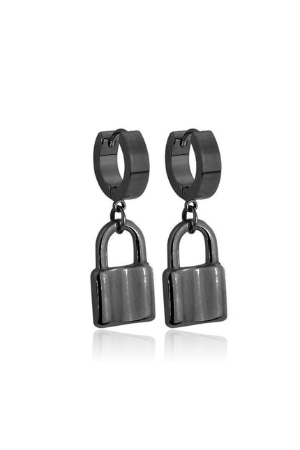 Pair of stainless steel huggie/hoop earrings with locks