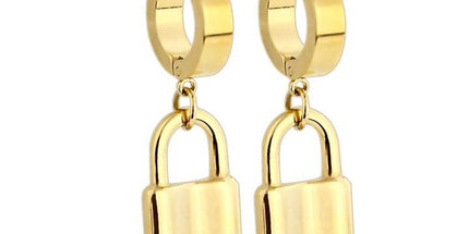 Pair of stainless steel huggie/hoop earrings with locks