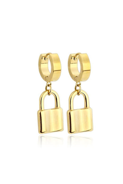 Pair of stainless steel huggie/hoop earrings with locks