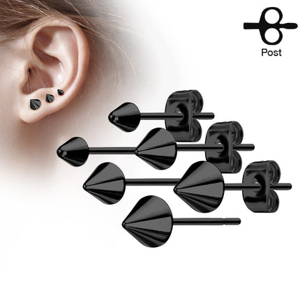 Pair of Cone Spike Stainless Steel Earring Studs