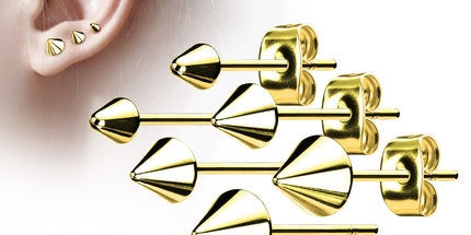 Pair of Cone Spike Stainless Steel Earring Studs