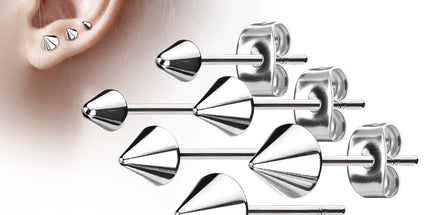 Pair of Cone Spike Stainless Steel Earring Studs