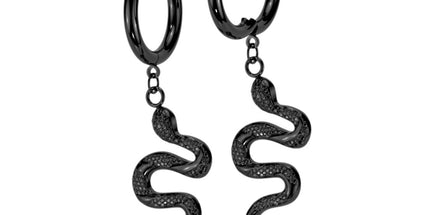 Pair of Snake Dangle 316L Stainless Steel Hoop Earrings
