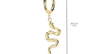 Pair of Snake Dangle 316L Stainless Steel Hoop Earrings