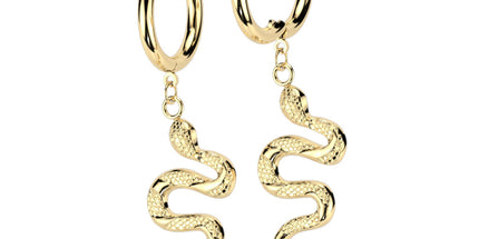 Pair of Snake Dangle 316L Stainless Steel Hoop Earrings