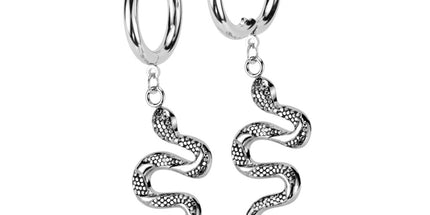 Pair of Snake Dangle 316L Stainless Steel Hoop Earrings