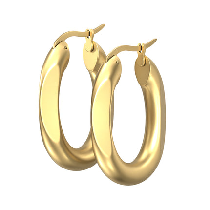 Pair Stainless Steel Oval Hoop Earrings
