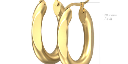 Pair Stainless Steel Oval Hoop Earrings