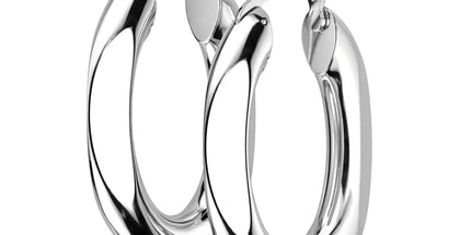 Pair Stainless Steel Oval Hoop Earrings
