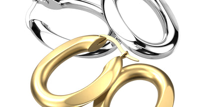 Pair Stainless Steel Oval Hoop Earrings