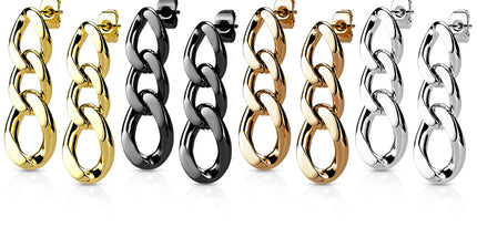 Pair of 316L Chain Link Dangle Stud Earrings