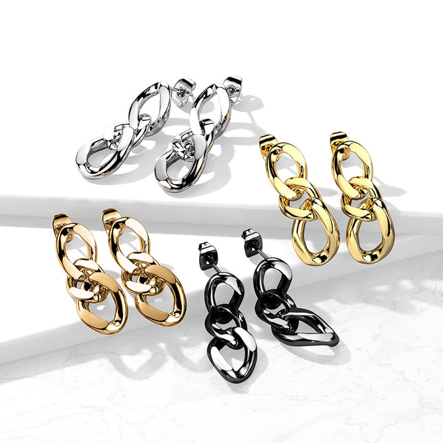 Pair of 316L Chain Link Dangle Stud Earrings