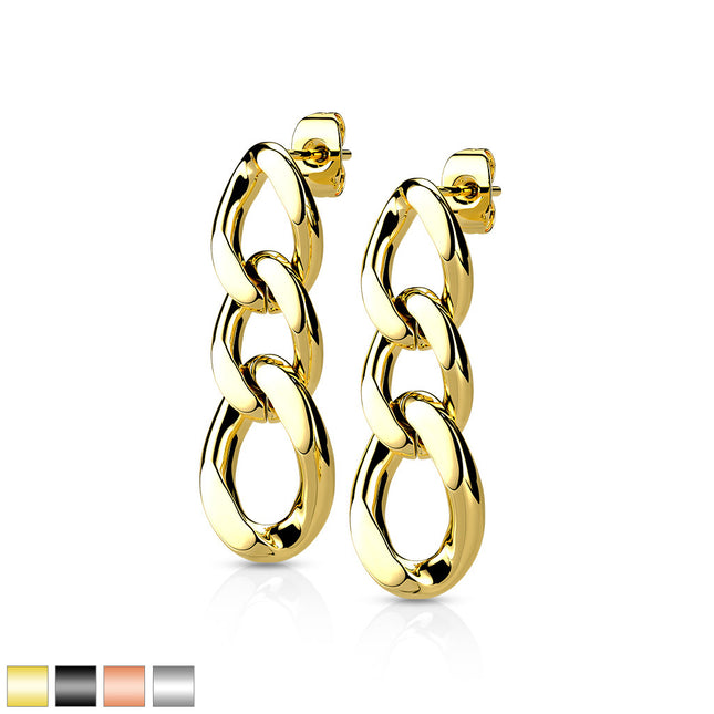 Pair of 316L Chain Link Dangle Stud Earrings