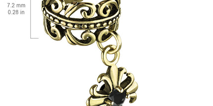 Non Piercing Ear Cuff Celtic Heart with Fleur De Lis Cross