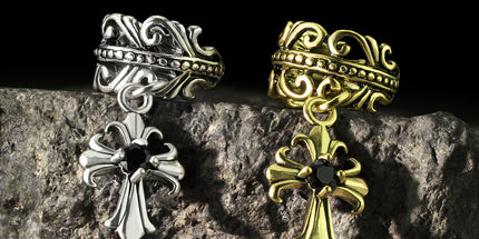 Non Piercing Ear Cuff Celtic Heart with Fleur De Lis Cross