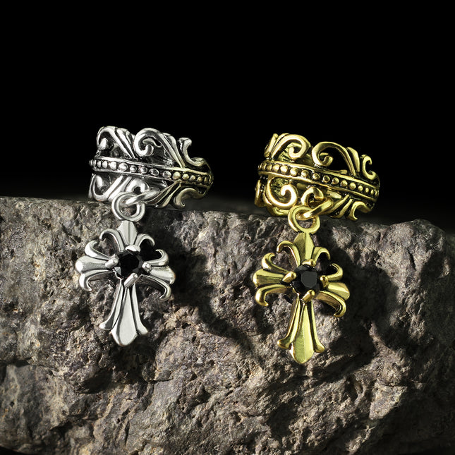 Non Piercing Ear Cuff Celtic Heart with Fleur De Lis Cross