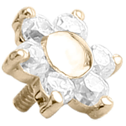 18ct Yellow Gold Internally Threaded Prong Set Jewelled Flower