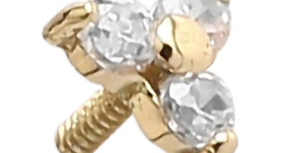 18ct Yellow Gold Internally Threaded Prong Set Jewelled Trinity