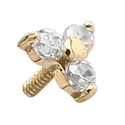 18ct Yellow Gold Internally Threaded Prong Set Jewelled Trinity
