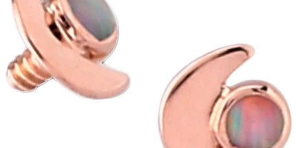14k Yellow Gold or 14k Rose Gold Internally Threaded Opal Crescent Moon