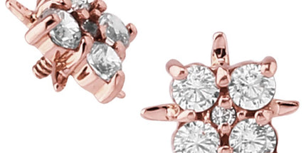 14k Yellow Gold or 14k Rose Gold Internally Threaded Jewelled Cluster