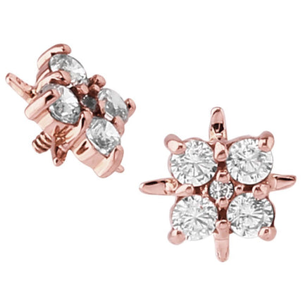 14k Yellow Gold or 14k Rose Gold Internally Threaded Jewelled Cluster