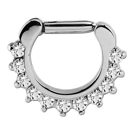 Surgical Steel Prong Set Jewelled Septum Clicker 2