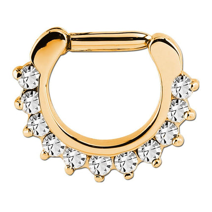 Prong Set Jewelled Septum Clicker in Gold & Black PVD