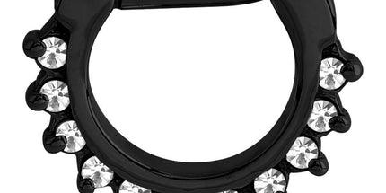 Prong Set Jewelled Septum Clicker in Gold & Black PVD