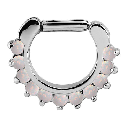 Synthetic Opal Septum Prong Set Jewelled Clicker