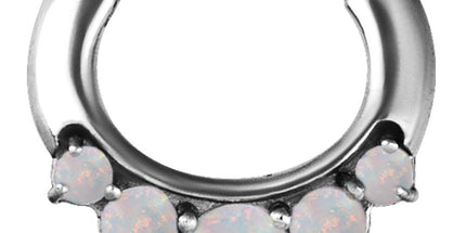 Steel Prong Set Opal Hinged Segment Clicker