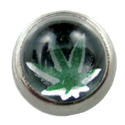 Screw On Picture Ball Hemp Green on Black