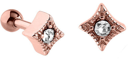 Jewelled Rhombus Tragus Micro Barbell in Silver & Rose Gold