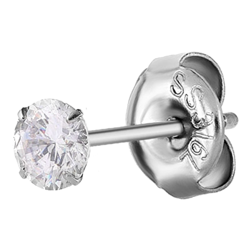 Surgical Steel Prong Set Round 2.5mm Jewelled Ear Studs