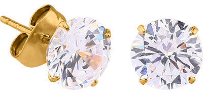 Prong Set Round 2.5mm Jewelled Ear Studs in Silver, Gold, Black & Rose Gold