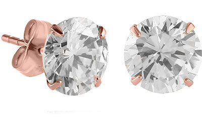 Prong Set Round 2.5mm Jewelled Ear Studs in Silver, Gold, Black & Rose Gold