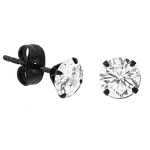 Prong Set Round 2.5mm Jewelled Ear Studs in Silver, Gold, Black & Rose Gold
