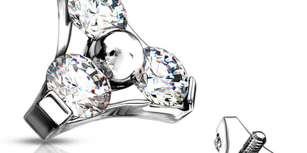 Trinity Triangle Internally Threaded Attachment Clear Crystal