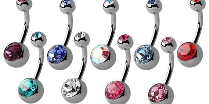 Titanium Double Jewelled Navel Bananabells