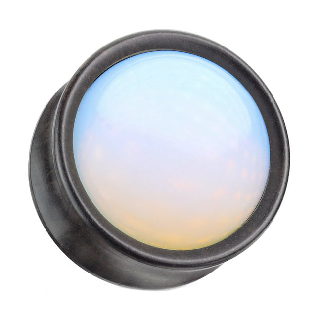 Ebony Wood and Opalite Double Flared Plugs