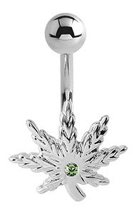 Fashion Navel Jewelled Pot Leaf