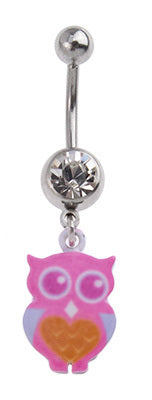 Pink Owl Charm Fashion Navel