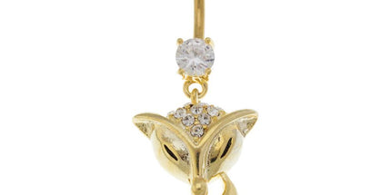 Gold Plated Steel Jewelled Fox Fashion Navel