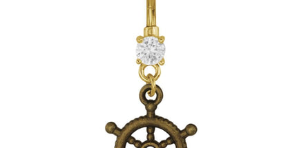 Gold Plated Steel Antique Brass Ship Wheel Fashion Navel
