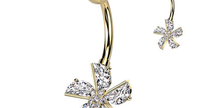 CZ Flower With CZ Pave Center Navel